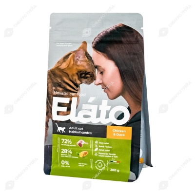 ELATO HOLISTIC для кошек для выведения шерсти (КУРИЦА, УТКА), 300 г